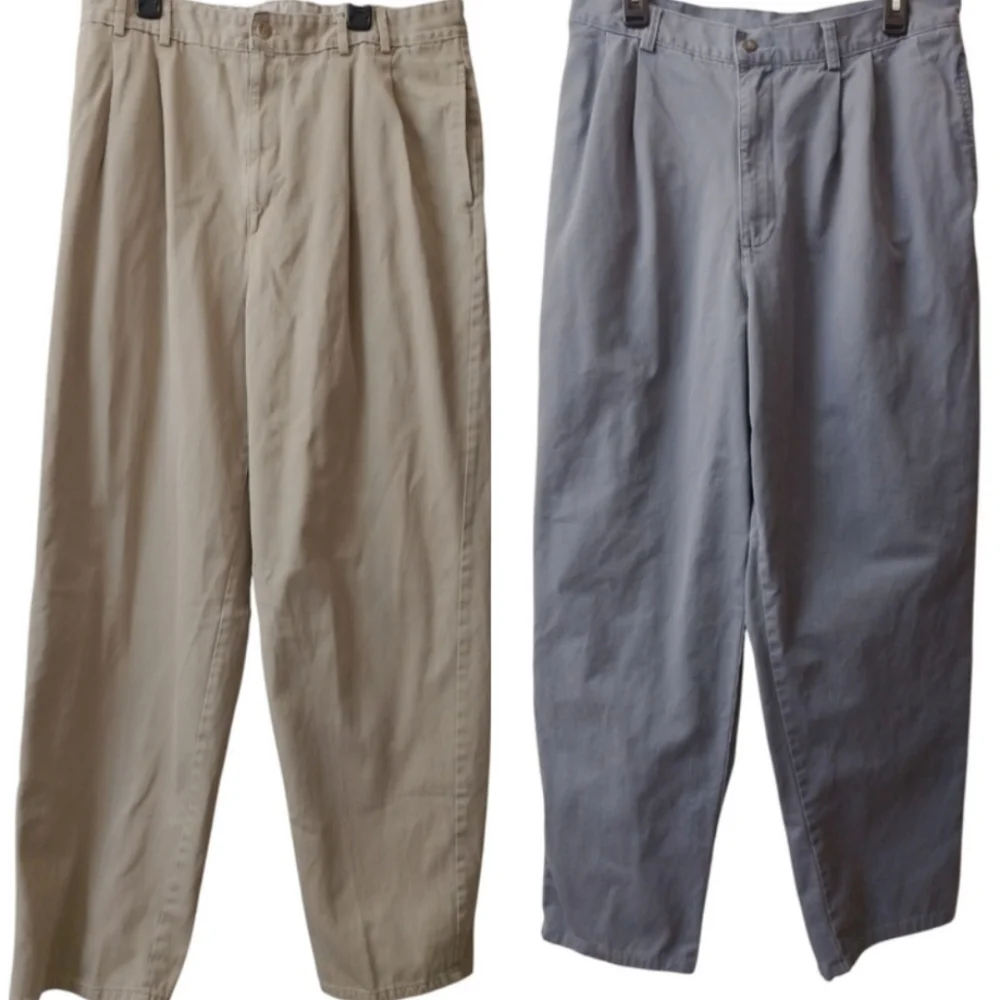 Men's Banana Republic 2Pair Pleated Straight Leg Pants 100% Cotton 34x32 /VTG 38